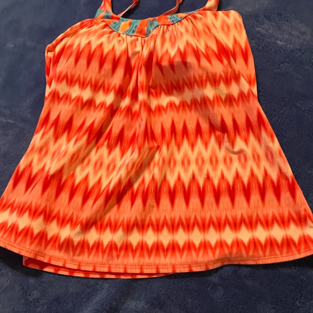 Coco Reef Orange and Red Patterned Swim Tankini
